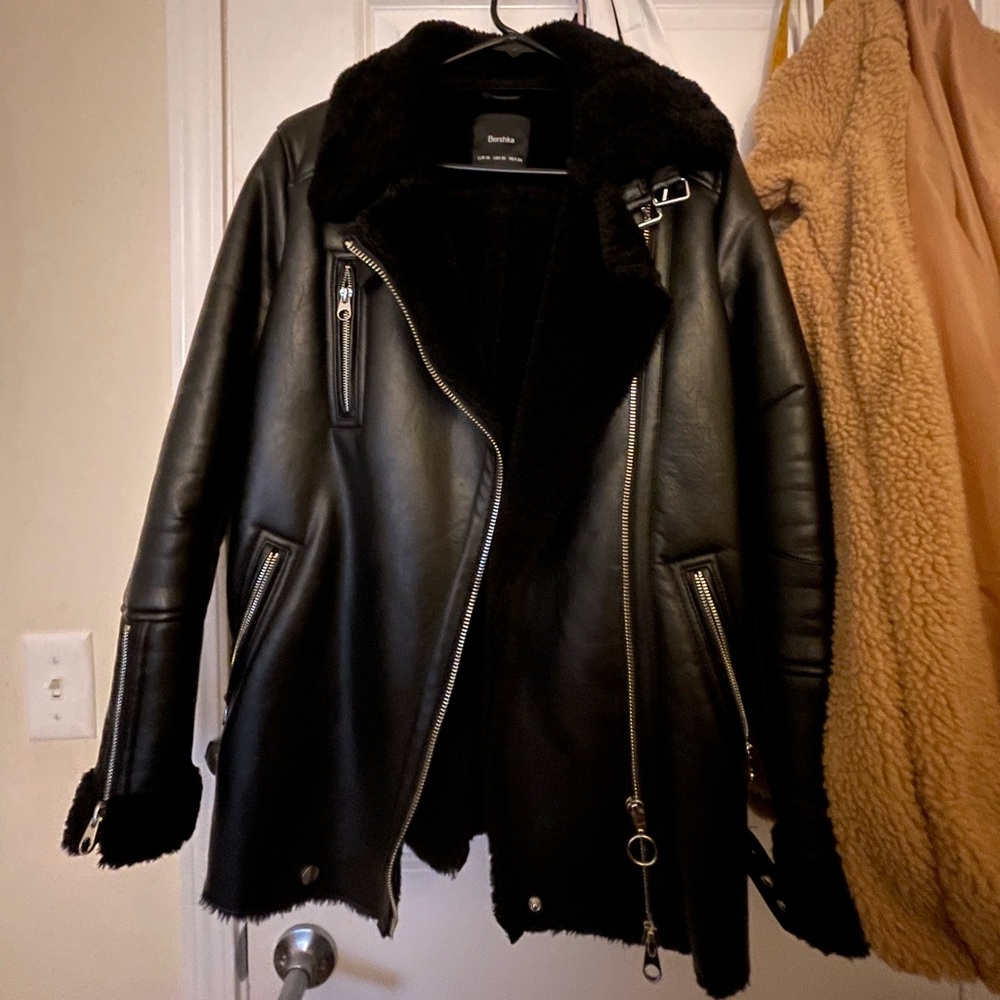 Leather biker jacket bershka